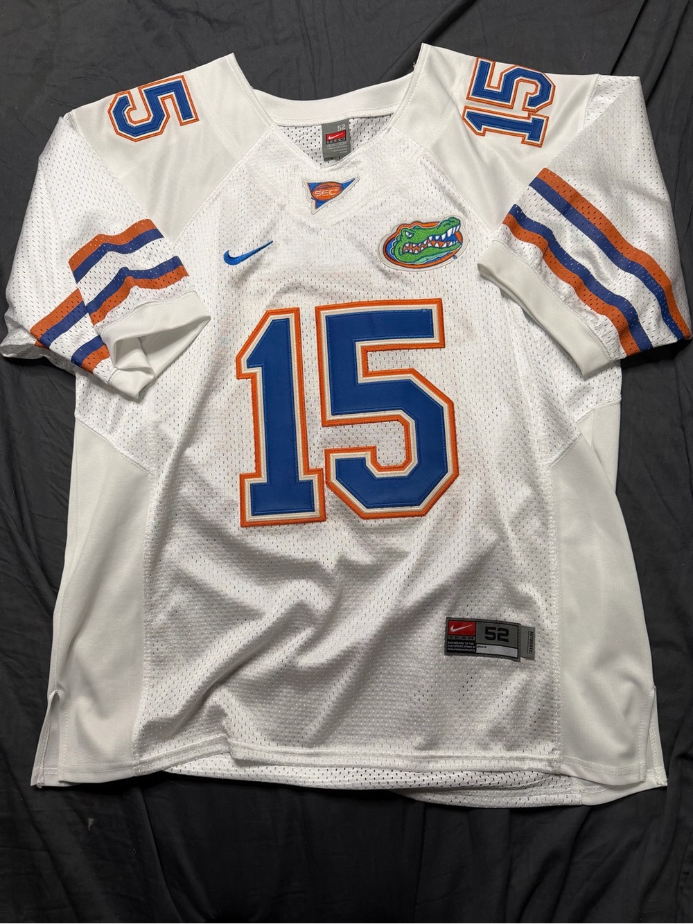 Nike Florida Gators White Blue Orange #15 Tebow Football Jersey